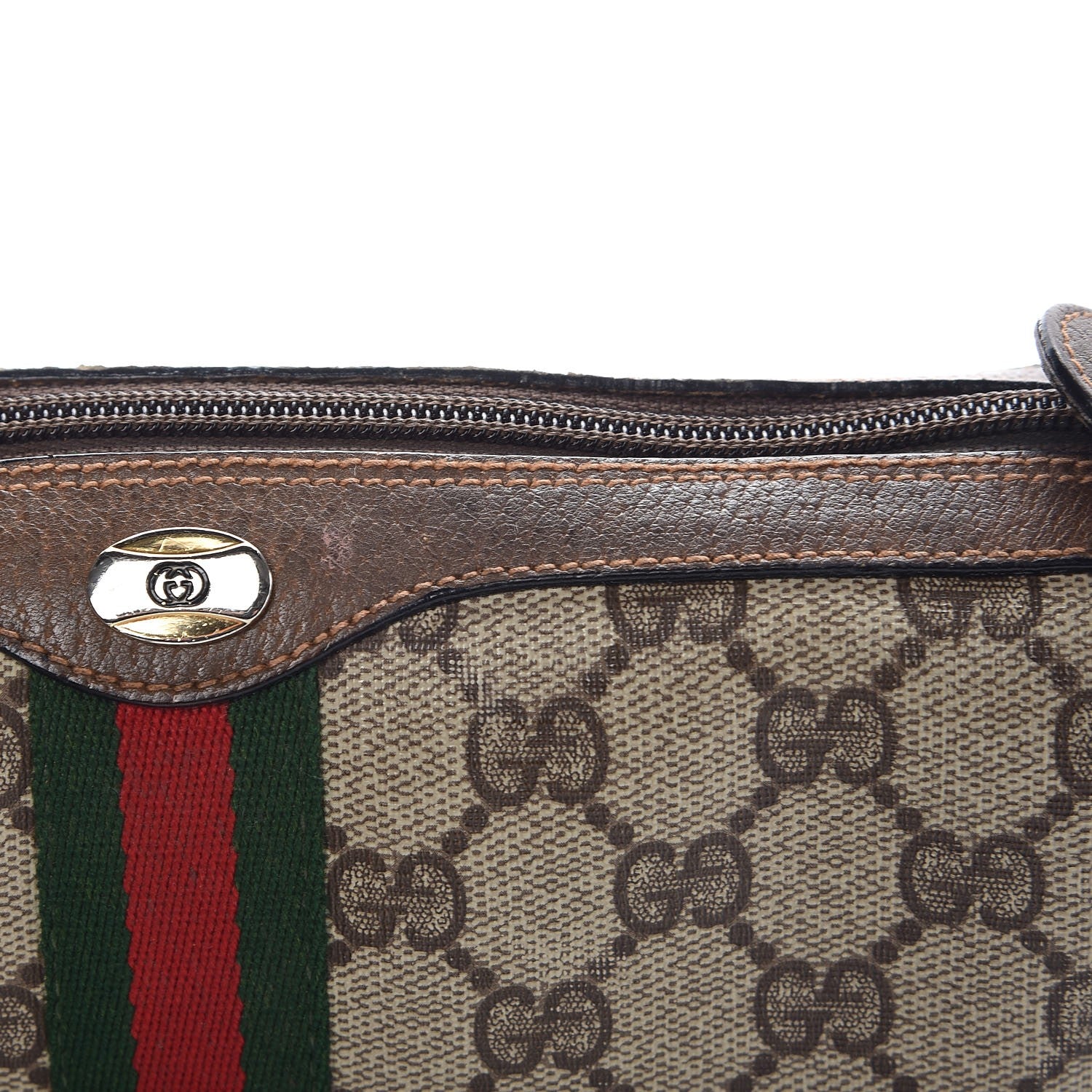 Gucci Coated Canvas Monogram Web Small Shoulder Bag Brown 12 of 16
