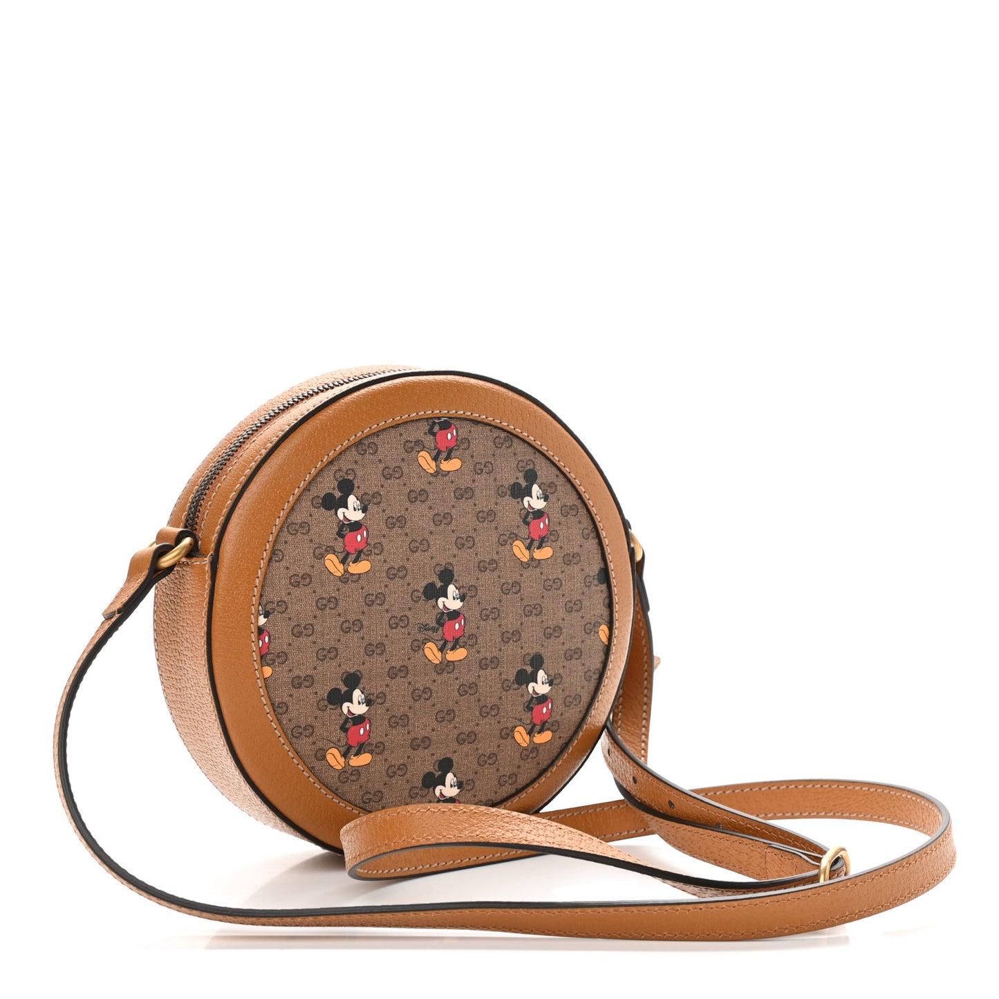 X DISNEY Mini Vintage GG Supreme Monogram Mickey Mouse Round Shoulder Bag Beige Vintage Sun Oil