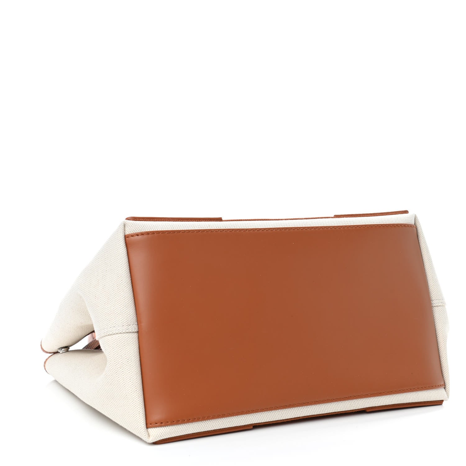 Balenciaga Cotton Canvas Satin Calfskin S Navy Cabas Naturel Caramel 3 of 4