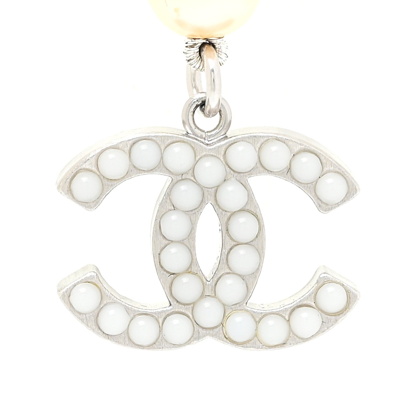 Pearl CC Long Necklace Silver