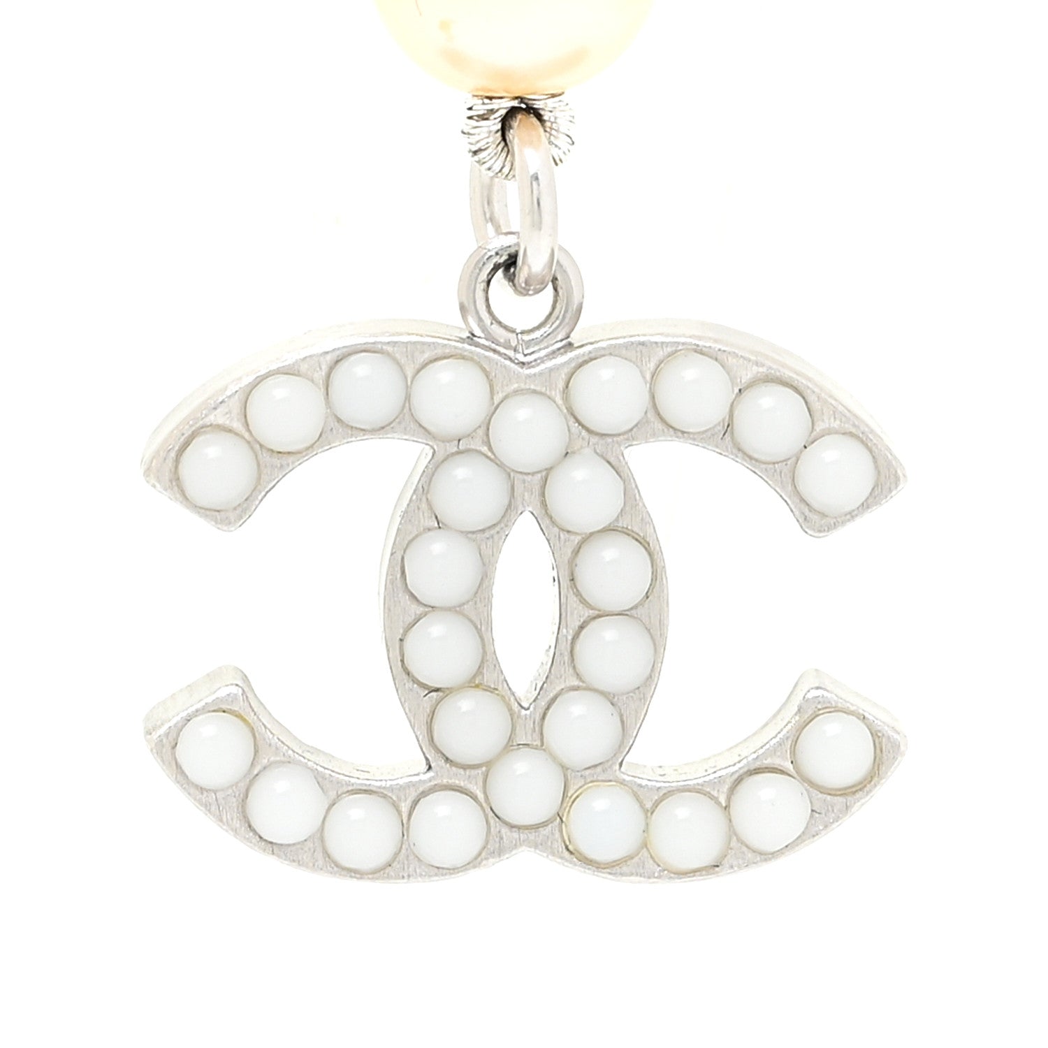 Chanel Pearl CC Long Necklace Silver 5 of 6