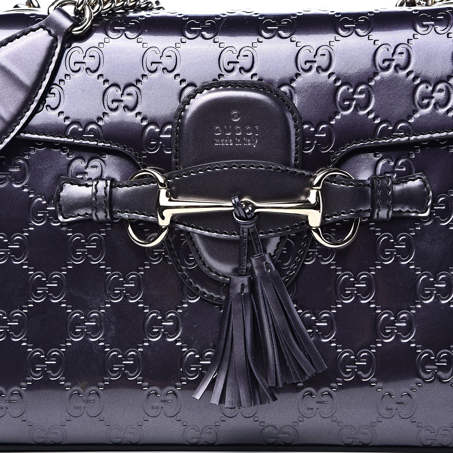 Gucci Shine Guccissima Medium Emily Chain Shoulder Bag Melanzana 12 of 12