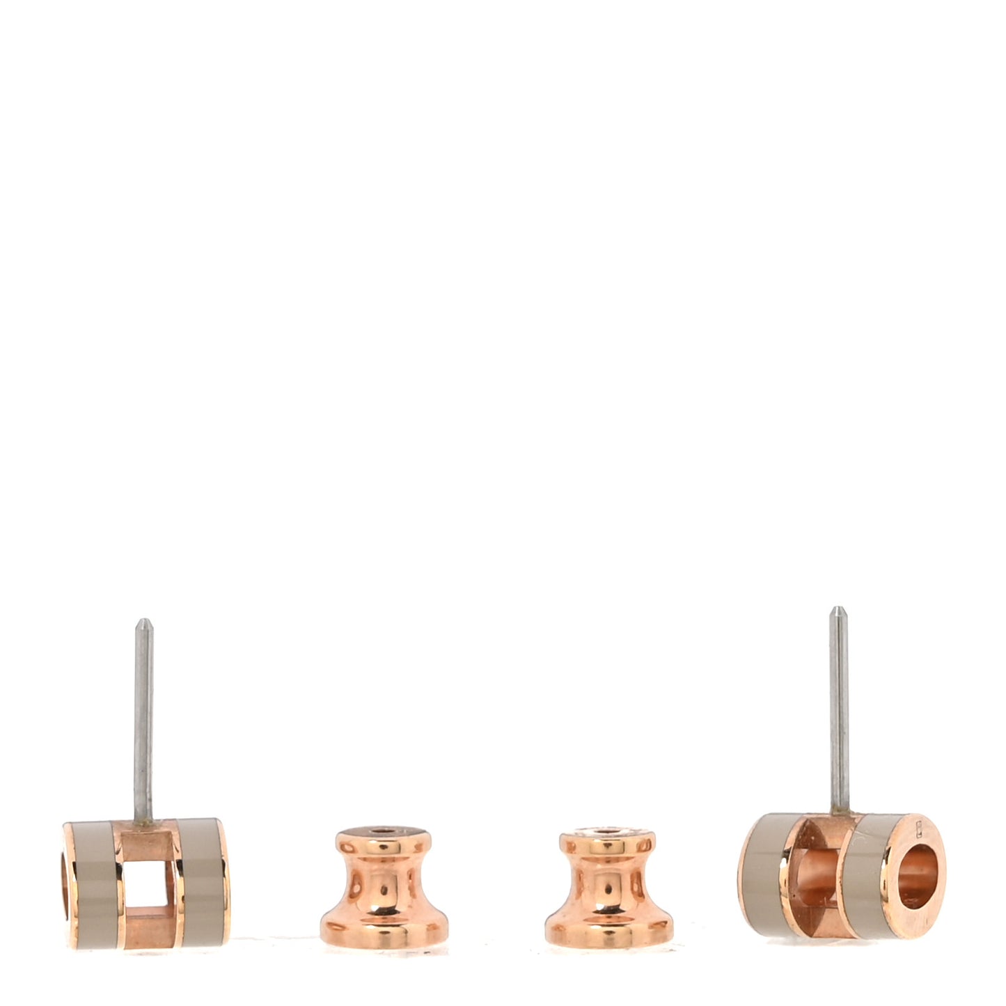 Gold Lacquered Mini Pop H Earrings Marron Glace