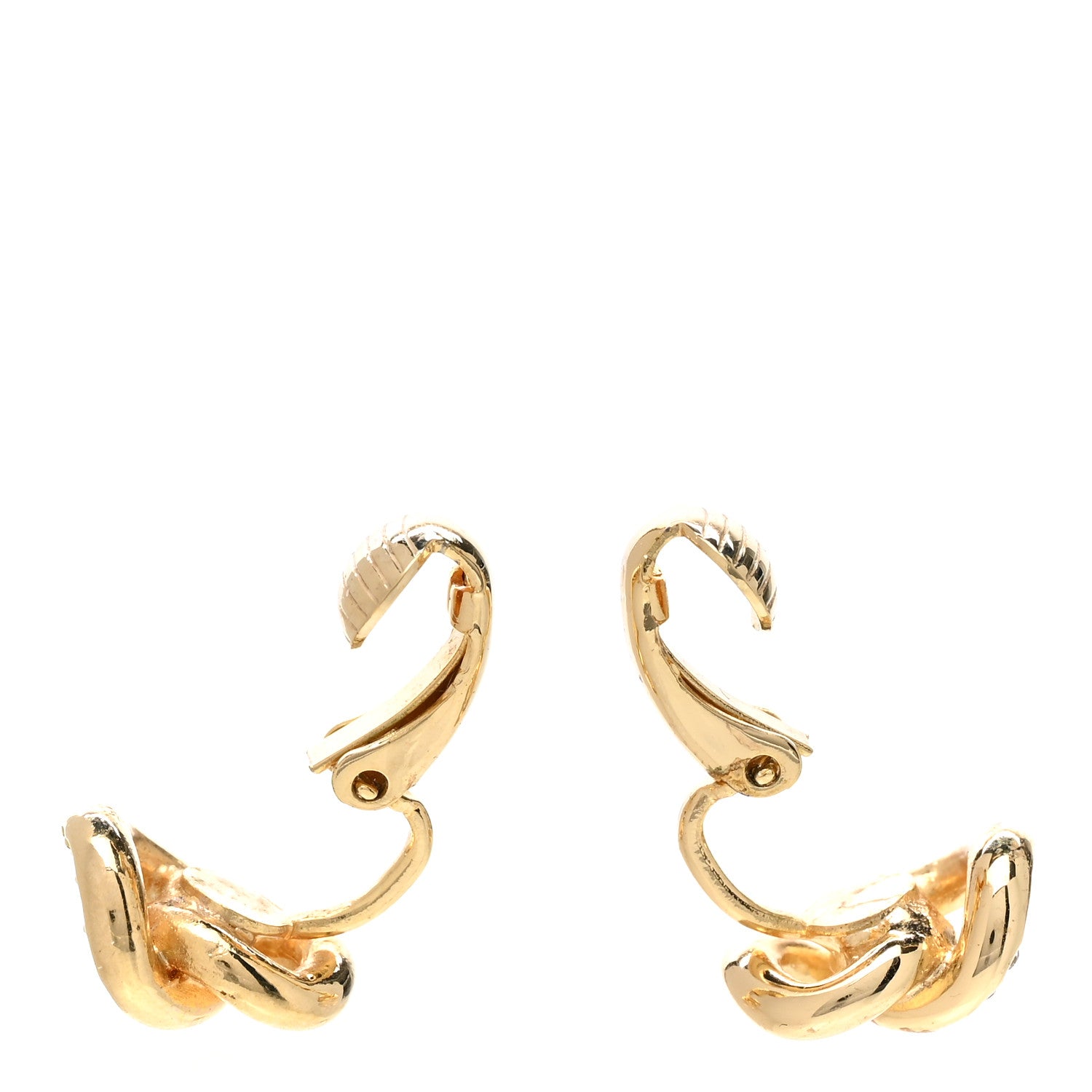 Christian Dior Crystal Infinity Logo Clip On Earrings Gold 3 of 5