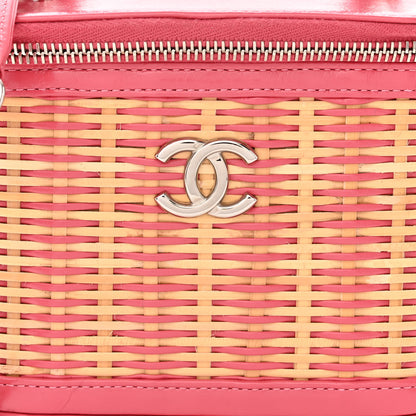 Chanel Calfskin Raffia Small Take Away Vanity Case Bag Pink Beige 8 of 10