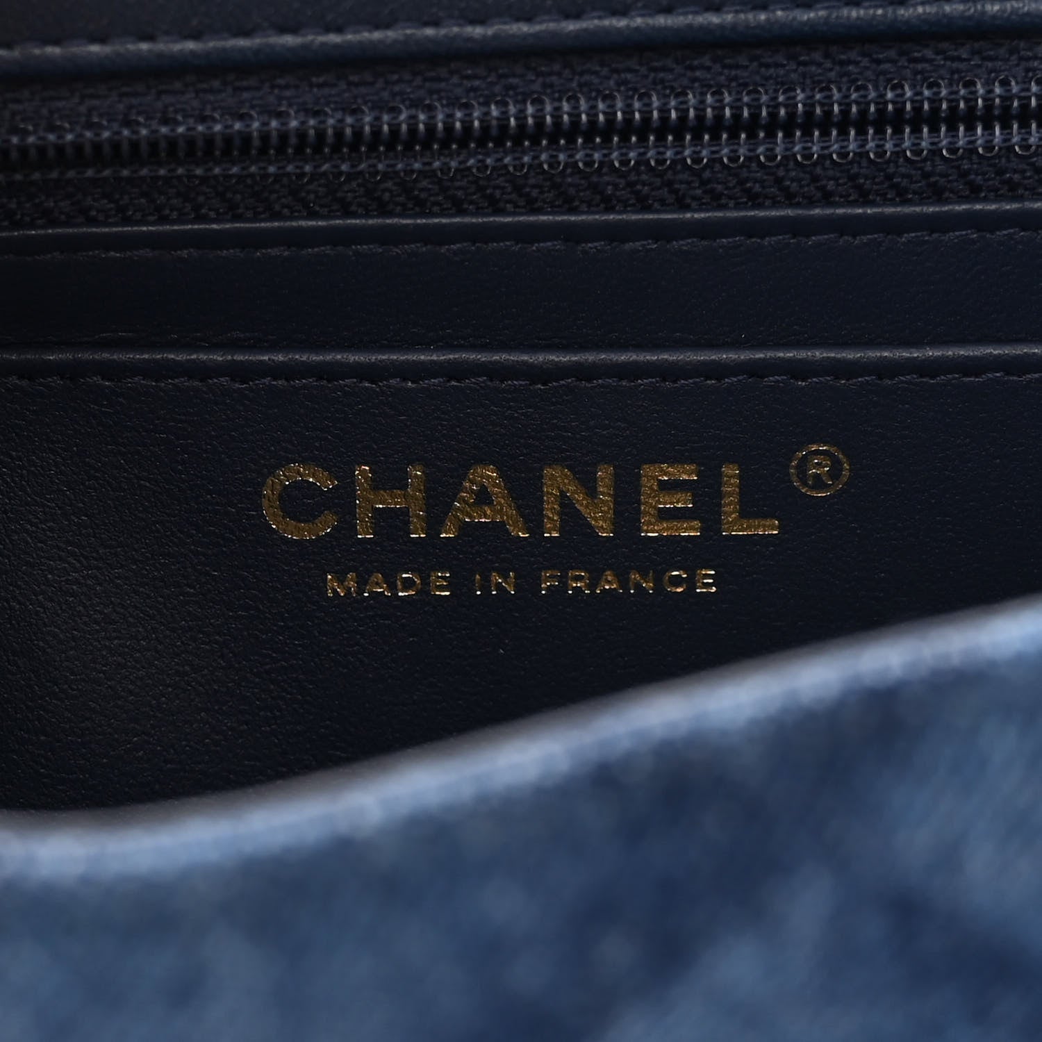 Chanel Printed Denim Quilted Mini Rectangular Flap Dark Blue 6 of 11