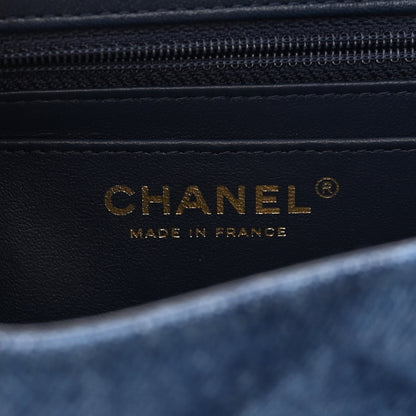 Chanel Printed Denim Quilted Mini Rectangular Flap Dark Blue 6 of 11