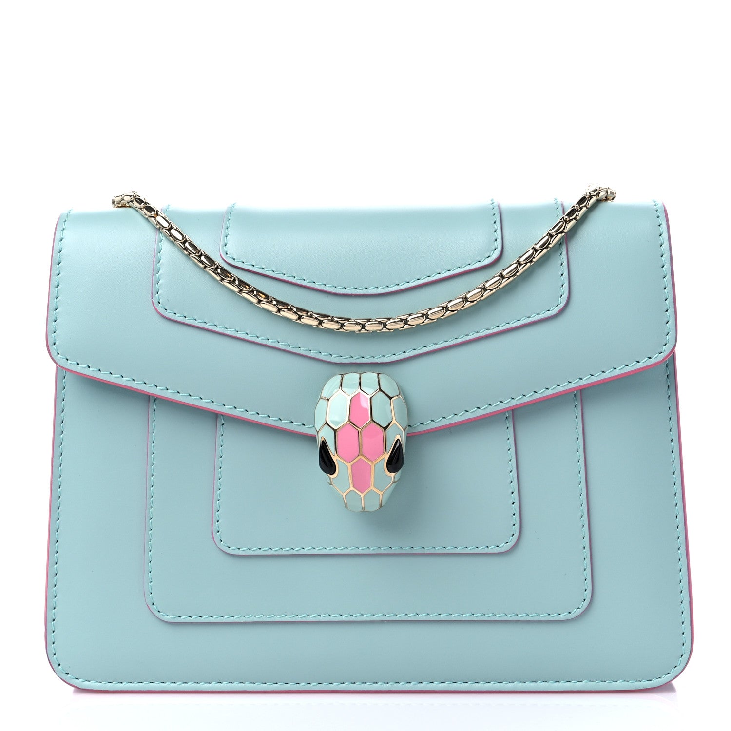 Bulgari Calfskin Serpenti Forever Crossbody Bag Light Blue 3 of 10