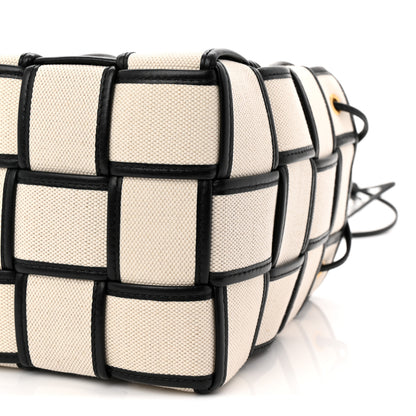 Bottega Veneta Canvas Nappa Maxi Intrecciato Small Cassette Bucket Bag Natural Black 9 of 9