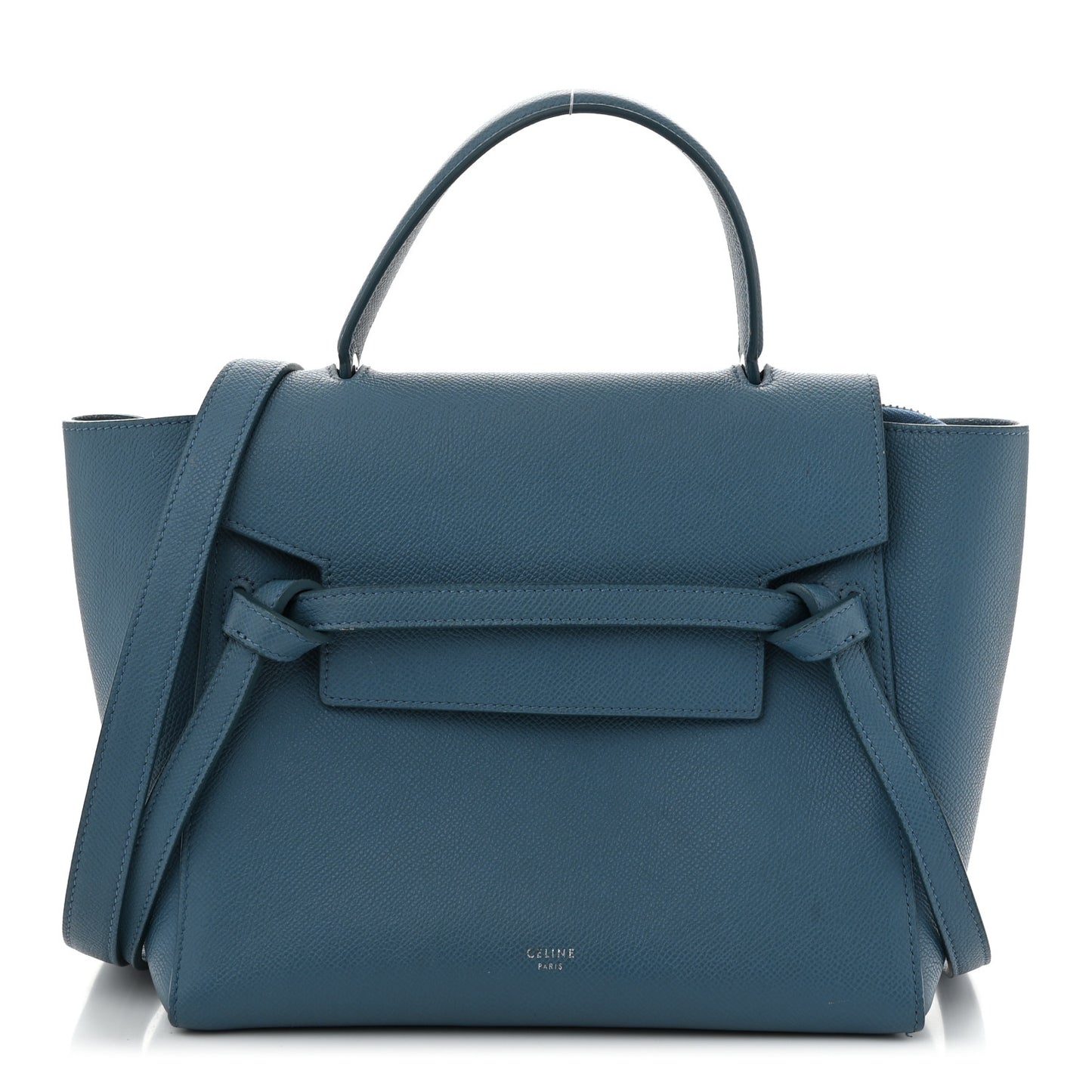 Grained Calfskin Micro Belt Bag Washed Blue
