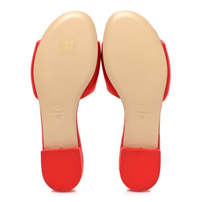 Chanel Satin Mule Sandals 38 Red 5 of 9