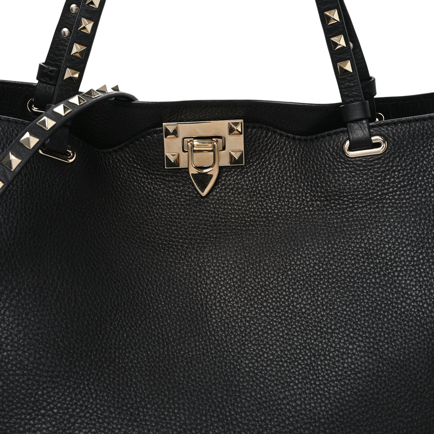 Valentino Garavani Vitello Medium Rockstud Tote Black 7 of 9