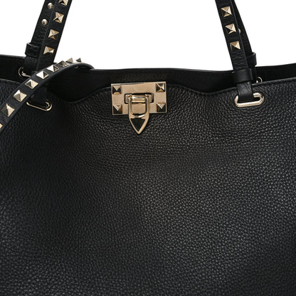 Valentino Garavani Vitello Medium Rockstud Tote Black 7 of 9