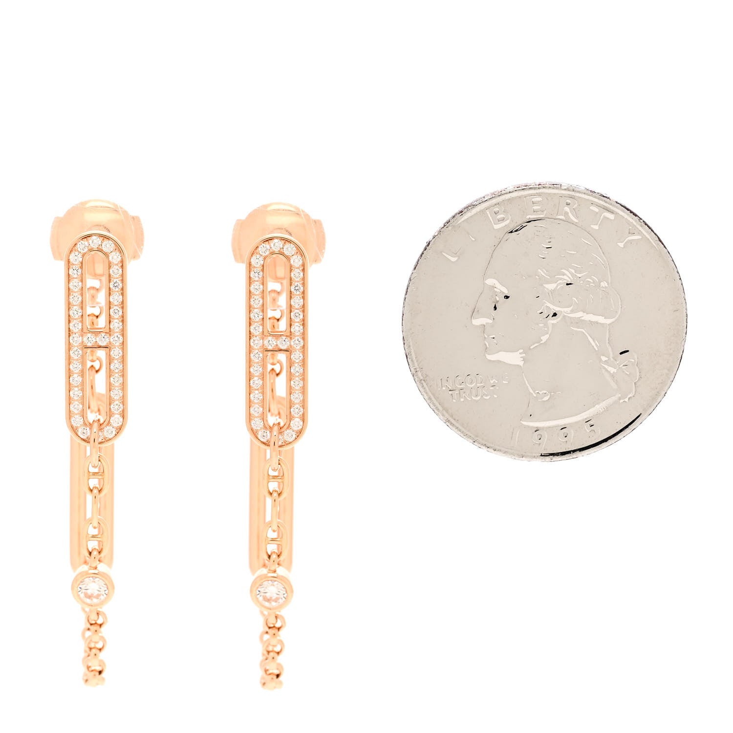 Hermes 18K Rose Gold Diamond Chaine D'Ancre Chaos Earrings 2 of 6