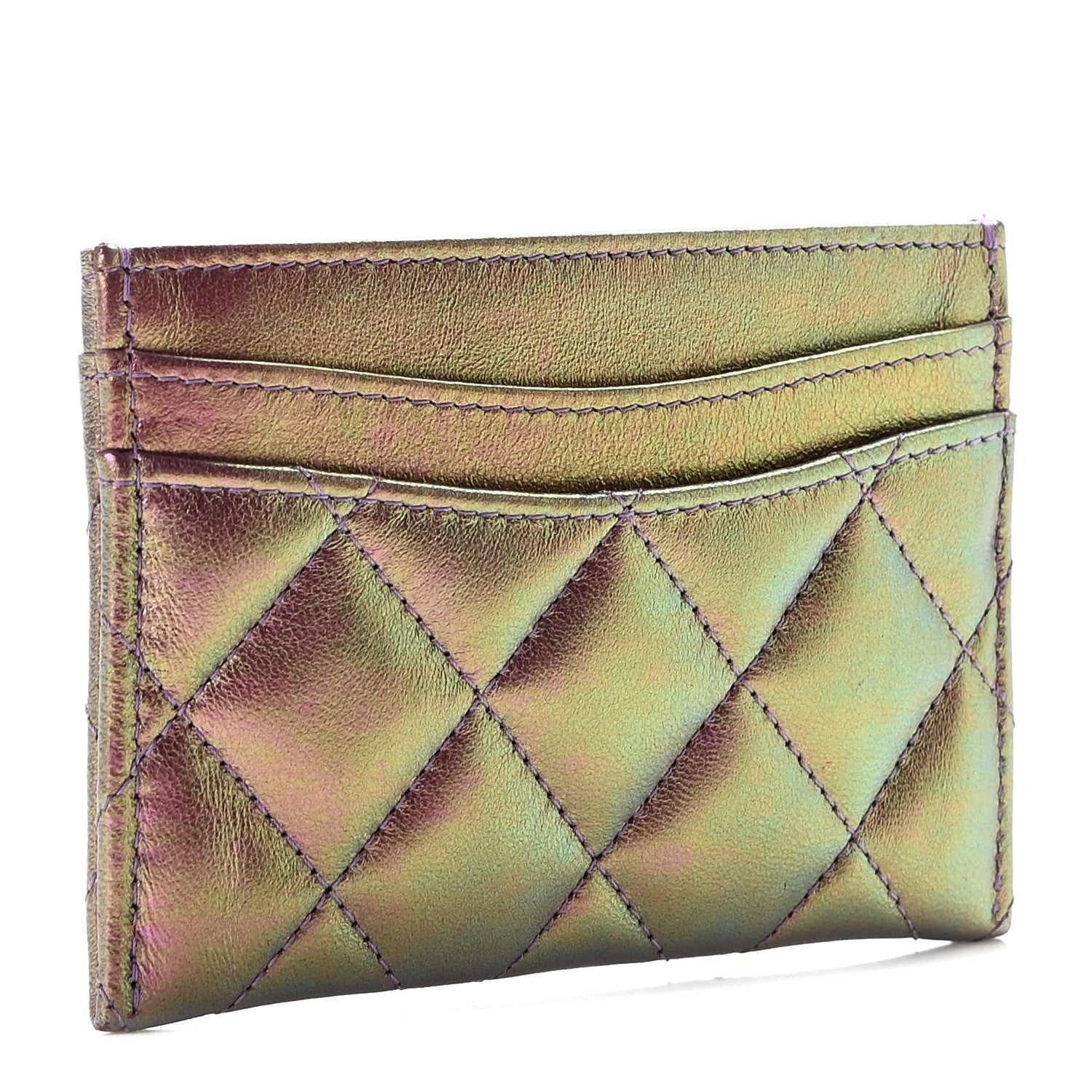 Chanel Iridescent Lambskin Quilted Card Holder Purple 3 of 7