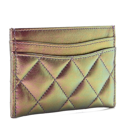 Chanel Iridescent Lambskin Quilted Card Holder Purple 3 of 7