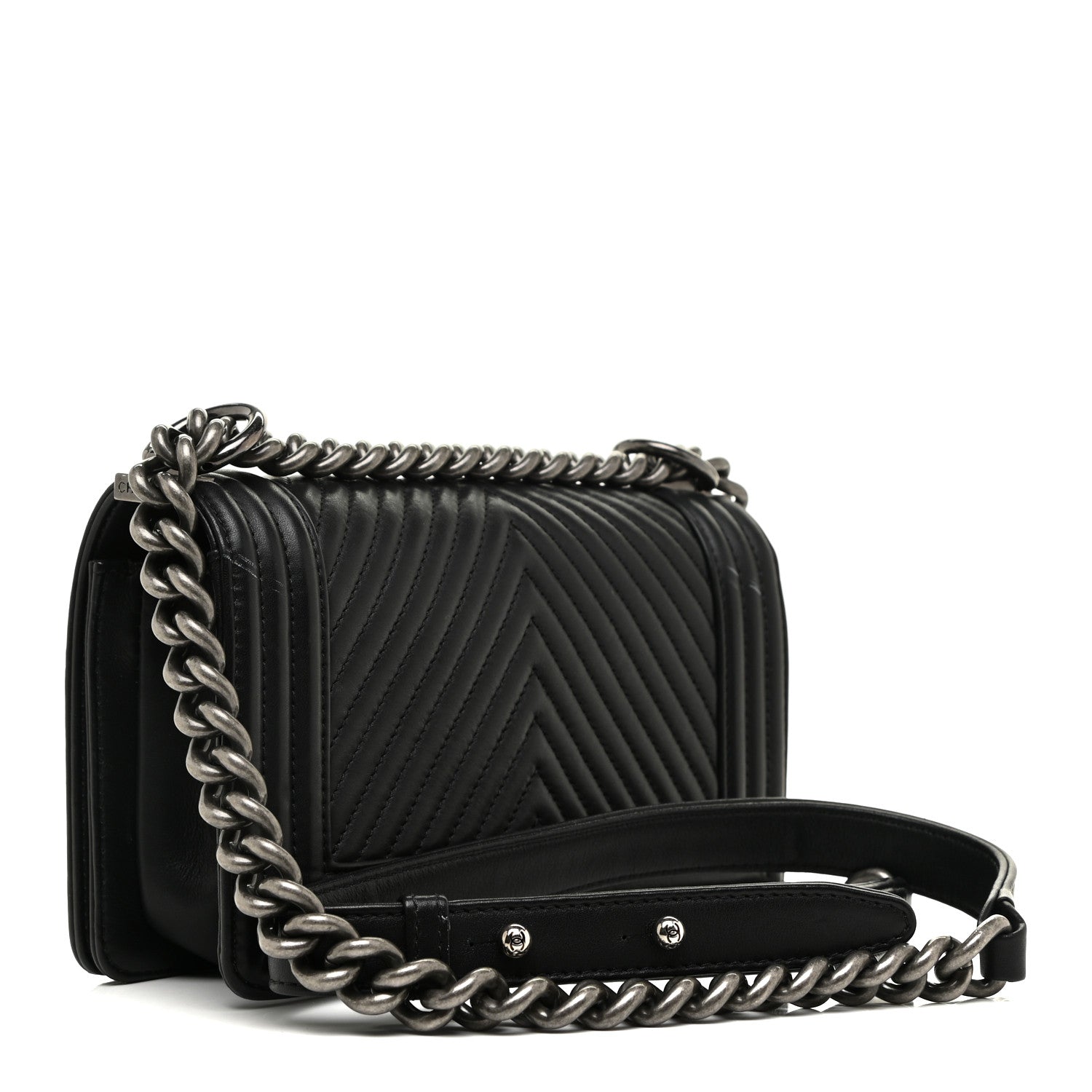 Chanel Calfskin Chevron Quilted Small Boy Flap Black 3 of 14
