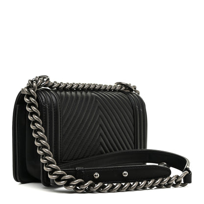Chanel Calfskin Chevron Quilted Small Boy Flap Black 3 of 14