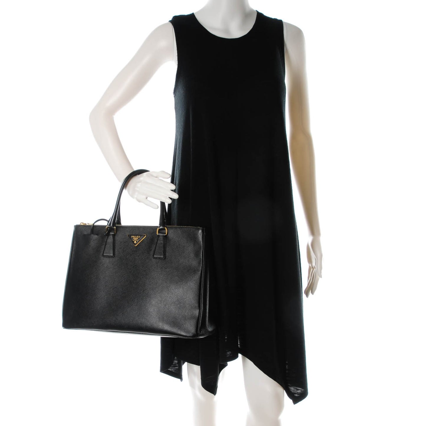 Saffiano Large Galleria Double Zip Tote Black