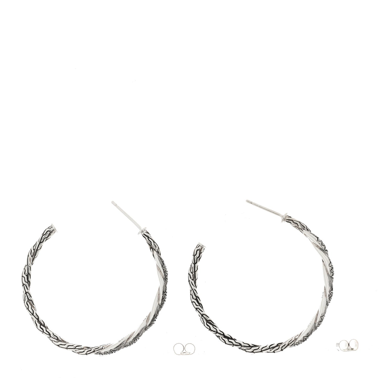 Sterling Silver Black Sapphire Classic Chain Hoop Earrings