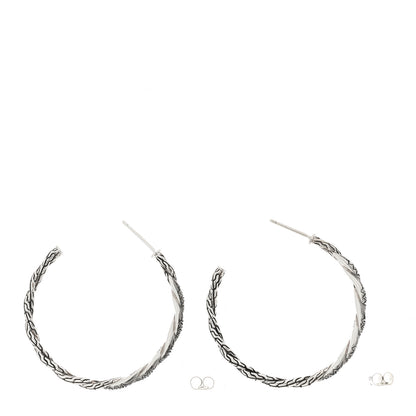 John Hardy Sterling Silver Black Sapphire Classic Chain Hoop Earrings 3 of 5