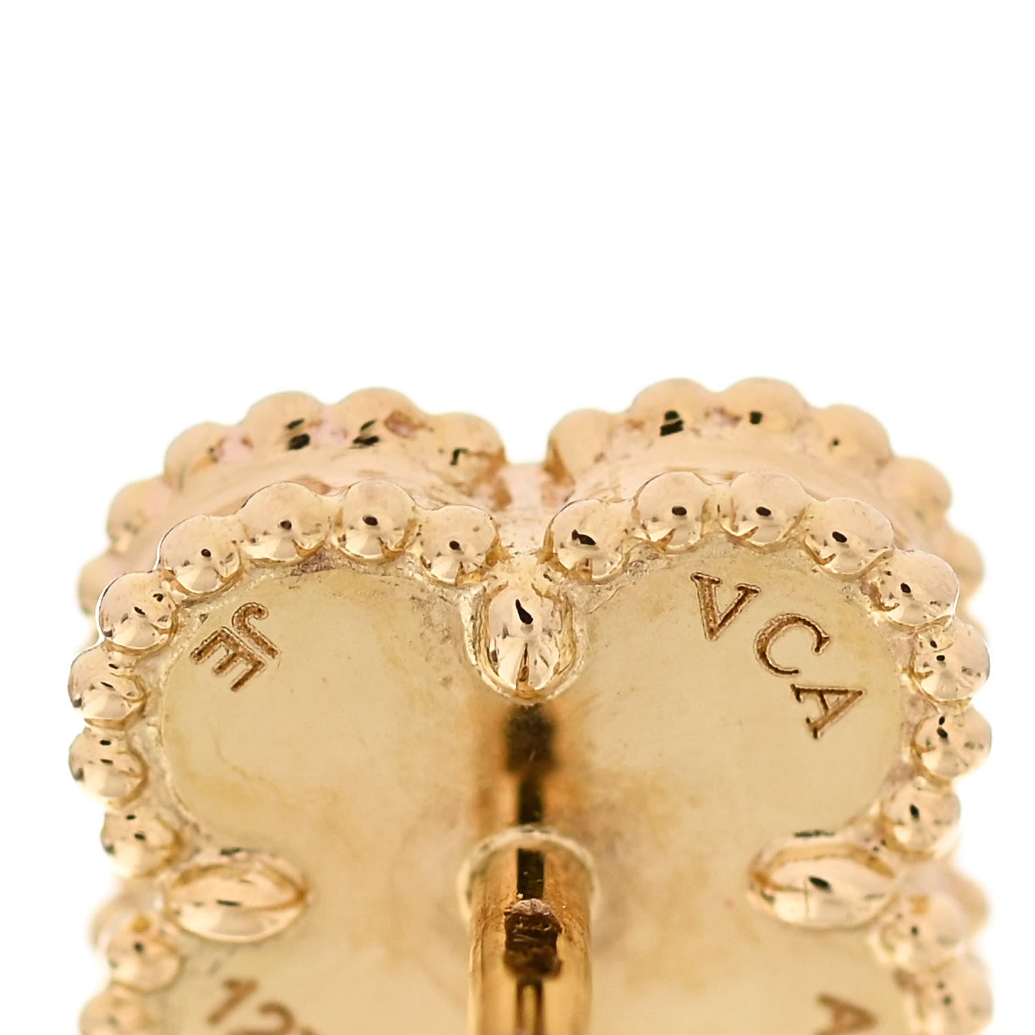 Van Cleef & Arpels 18K Yellow Gold Mother of Pearl Sweet Alhambra Earrings 5 of 7