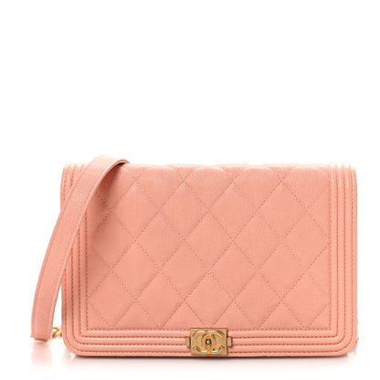 Chanel Caviar Quilted Boy Wallet On Chain WOC Pink 1 of 11
