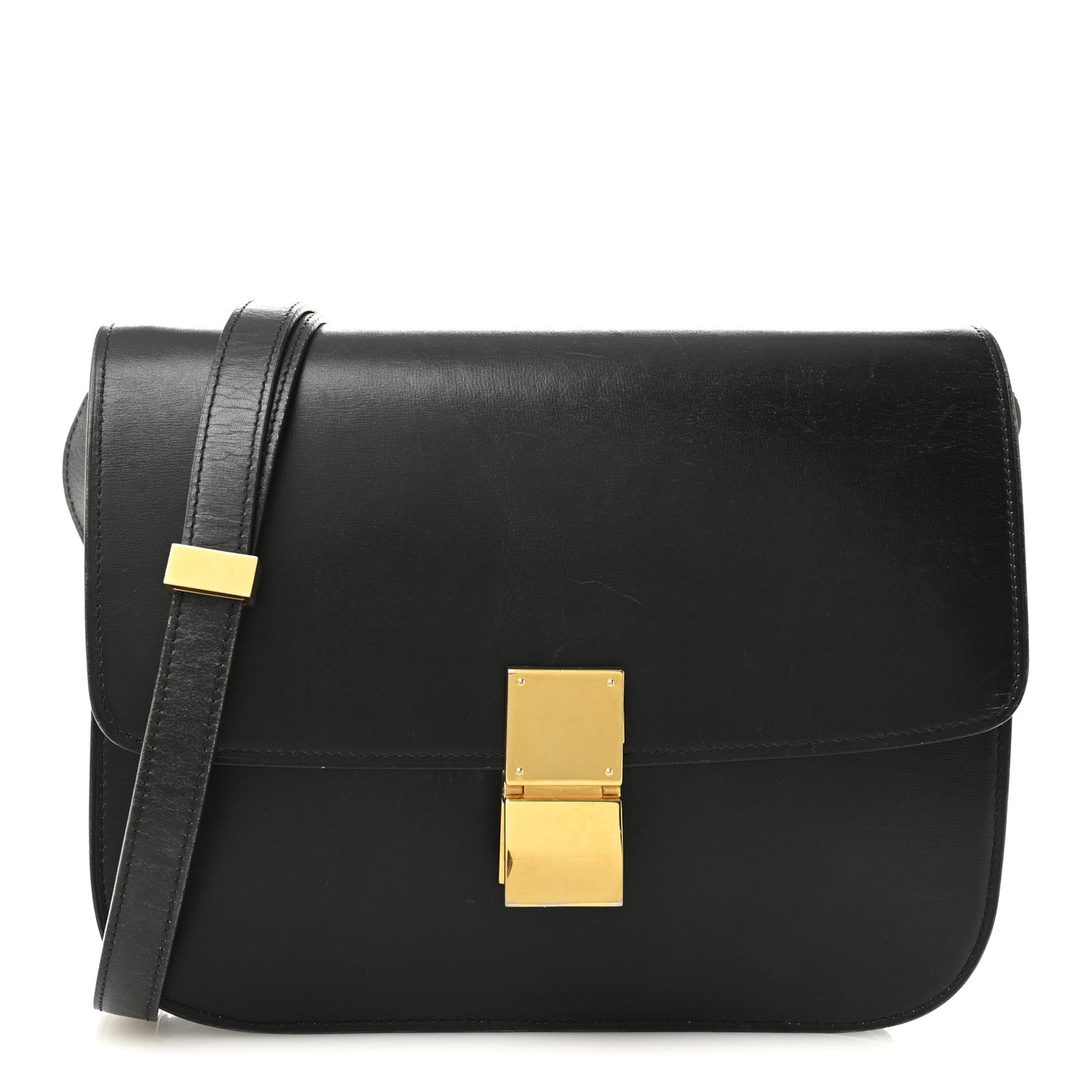 Box Calfskin Medium Classic Box Flap Bag Black