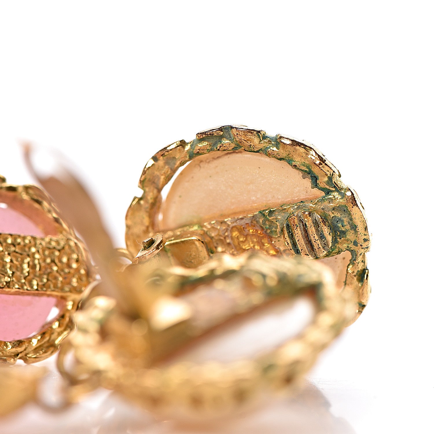 Chanel Pearl Enamel Heart Clip On Earrings Gold 5 of 6
