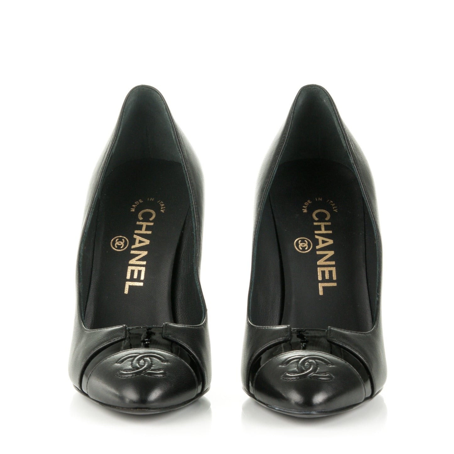 Lambskin Patent Cap Toe CC Pumps 35 Black
