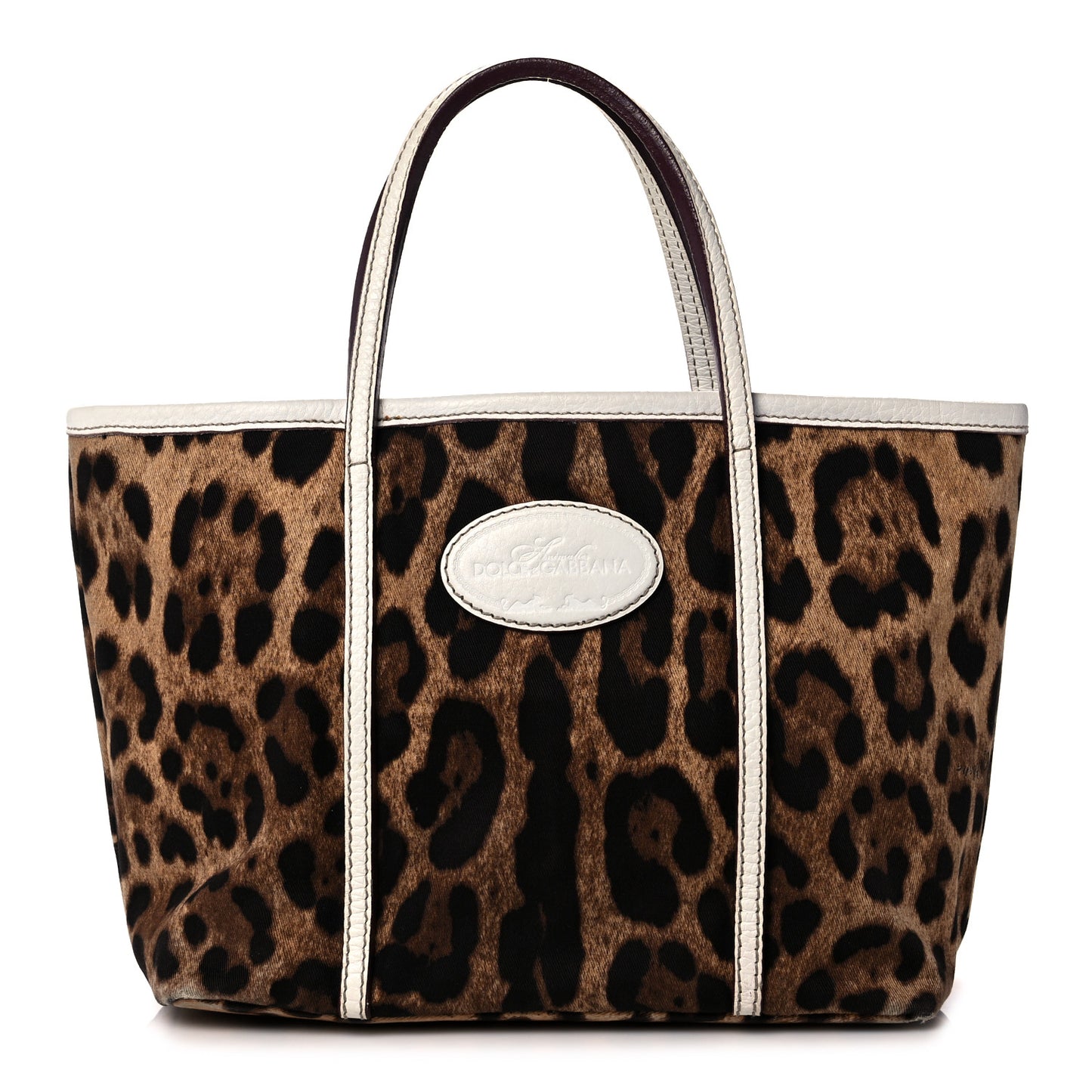 Canvas Leopard Print Medium Tote White