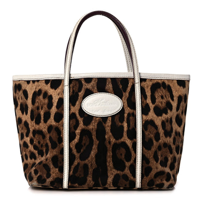 Dolce & Gabbana Canvas Leopard Print Medium Tote White 1 of 11