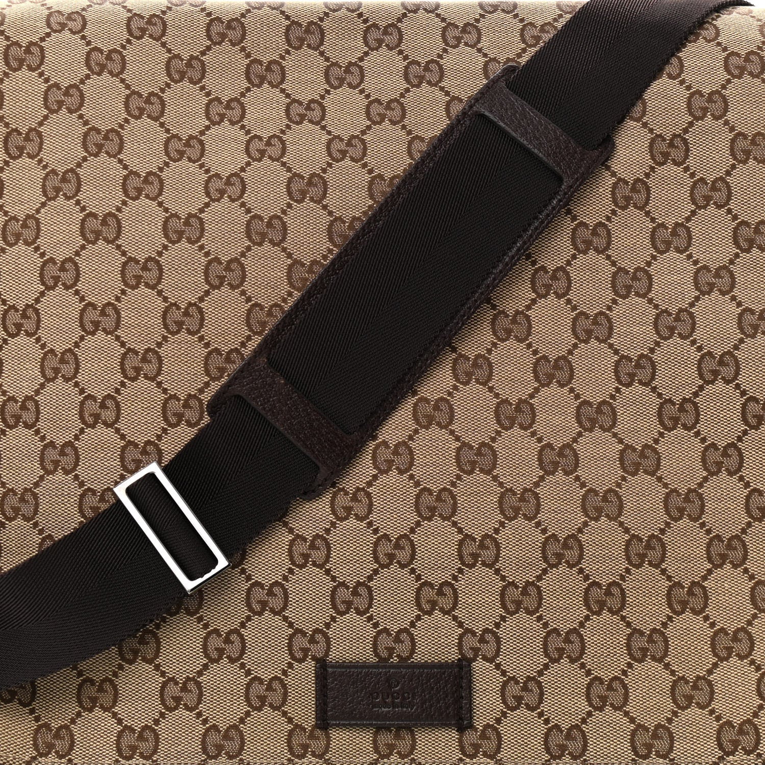 Gucci GG Monogram Medium Flap Messenger Bag Beige Dark Brown 8 of 10