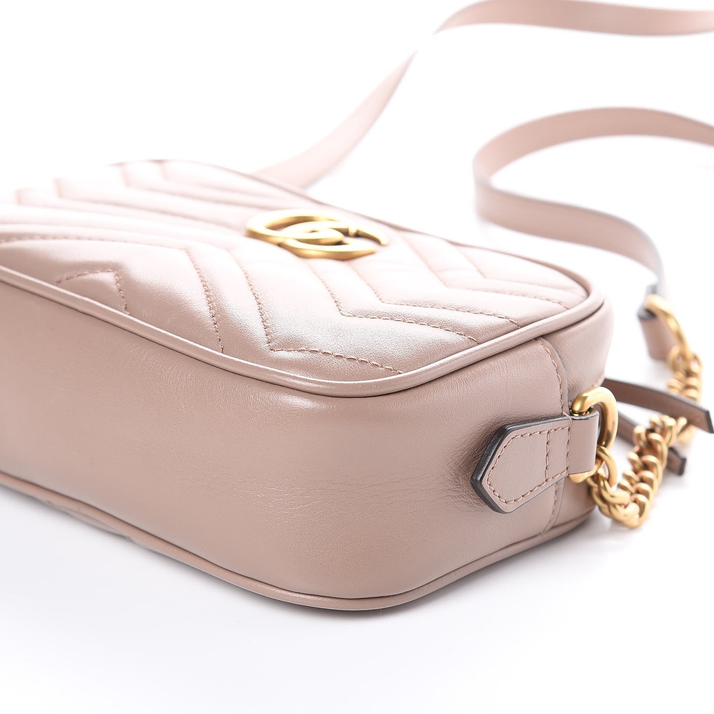 Calfskin Matelasse Mini GG Marmont Chain Shoulder Bag Nude