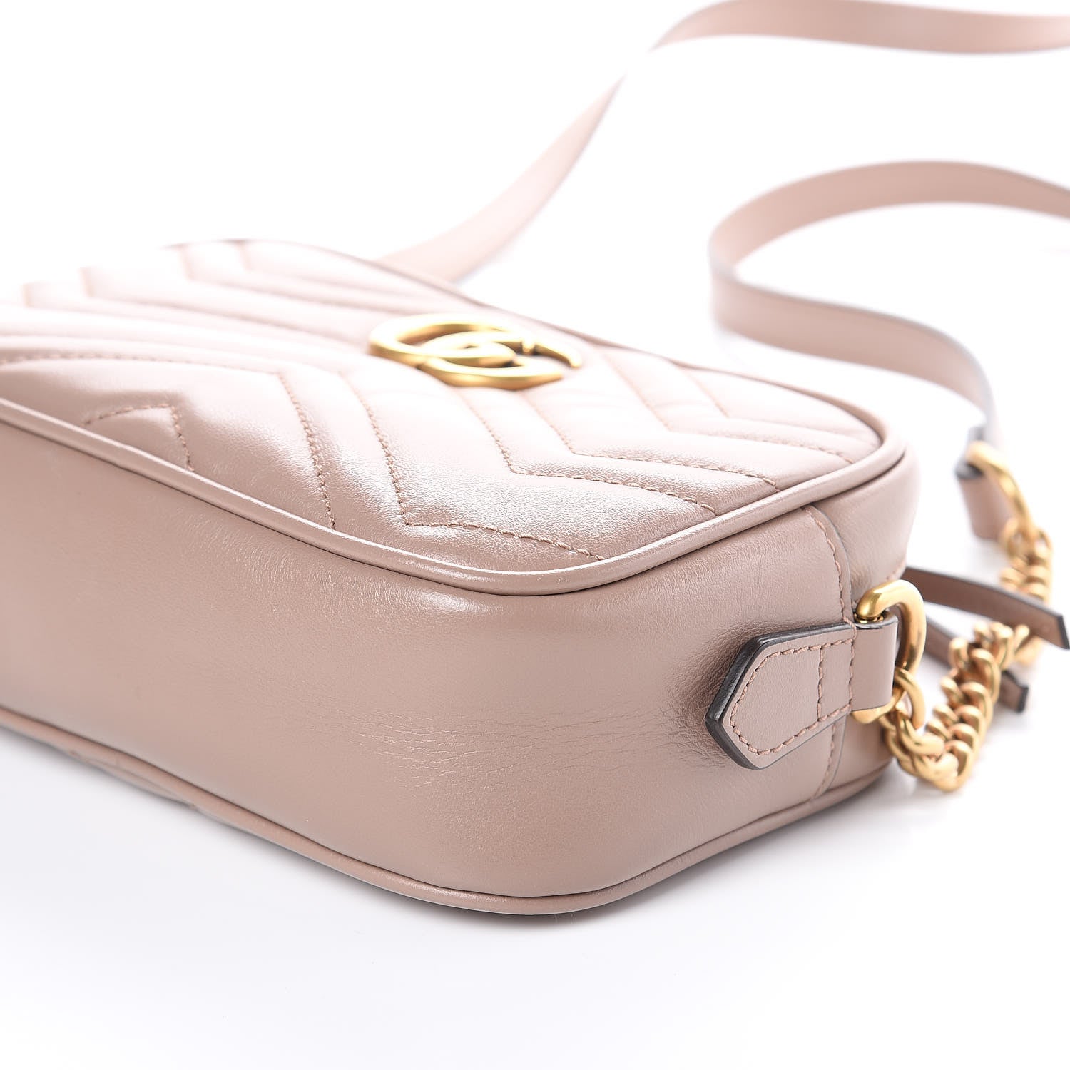 Gucci Calfskin Matelasse Mini GG Marmont Chain Shoulder Bag Nude 6 of 9