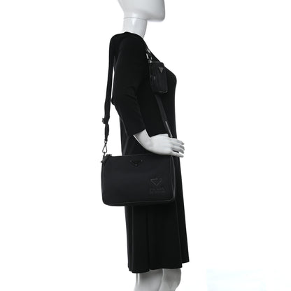 Prada Re-Nylon Saffiano Re-Edition 2000 Double Zip Crossbody Bag Black 2 of 9