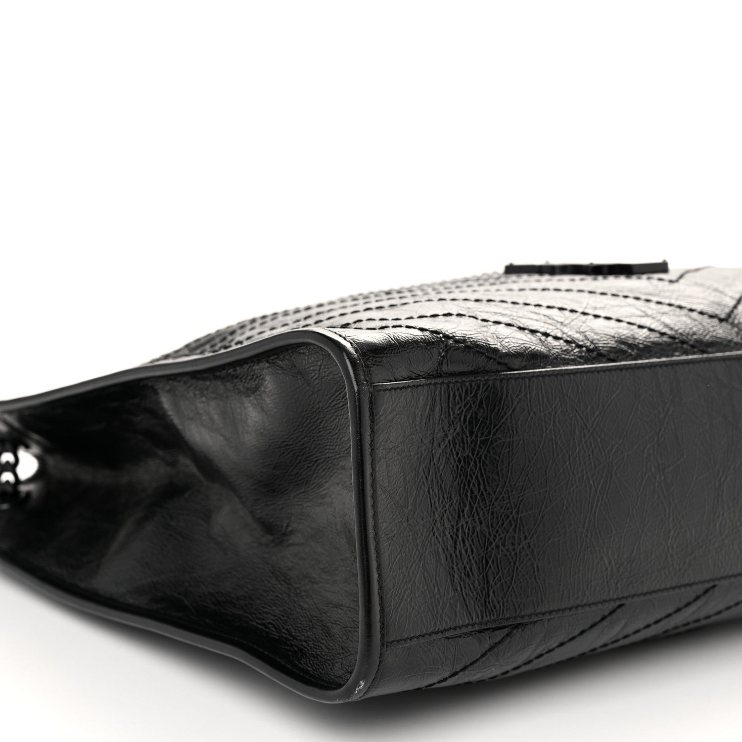 Saint Laurent Crinkled Calfskin Matelasse Monogram Large Niki Shopper Tote Black 9 of 12