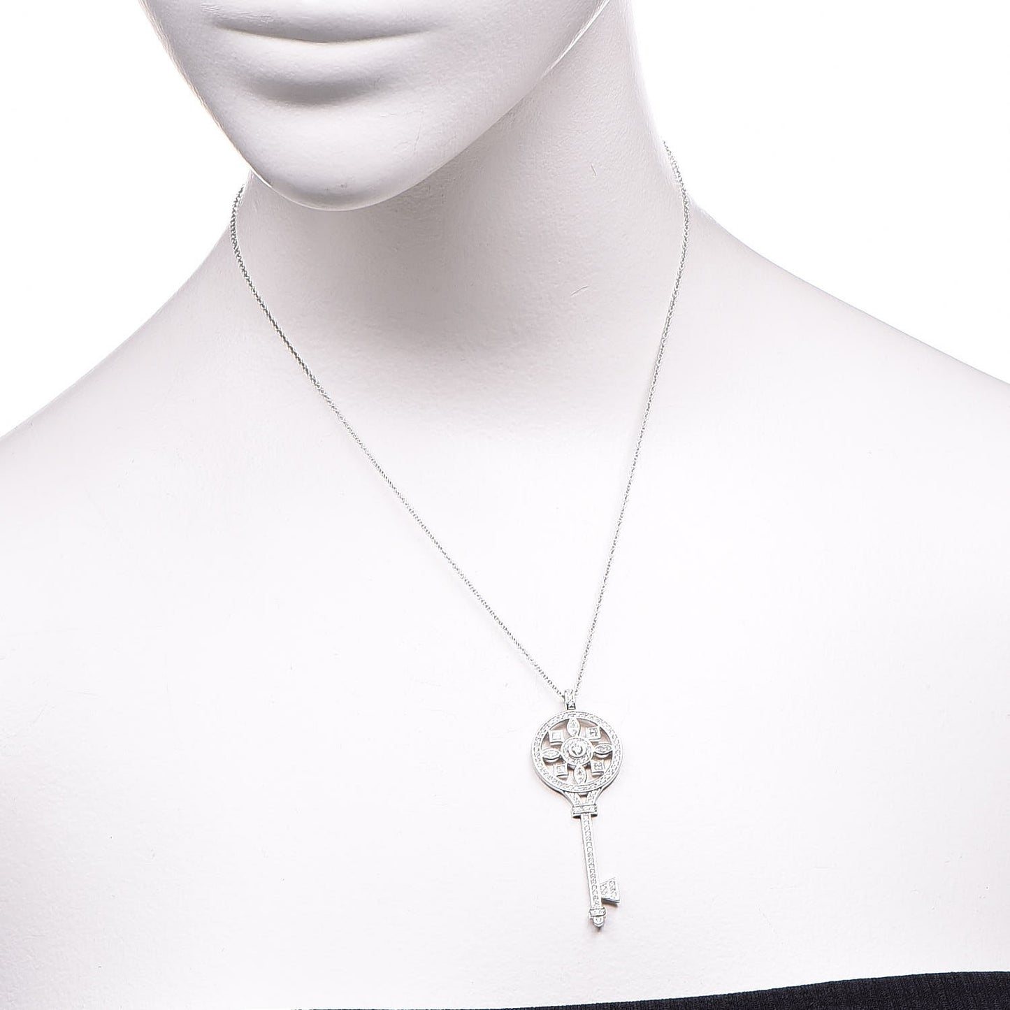 Platinum Diamond Kaleidoscope Key Pendant Necklace