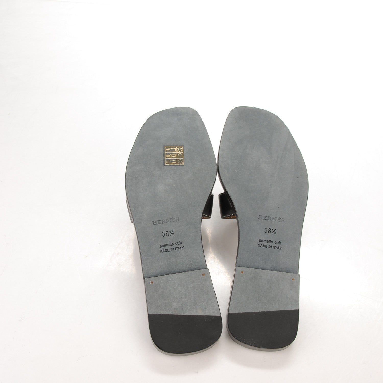 Hermes Box Calfskin Oran Sandals 38.5 Black 5 of 7