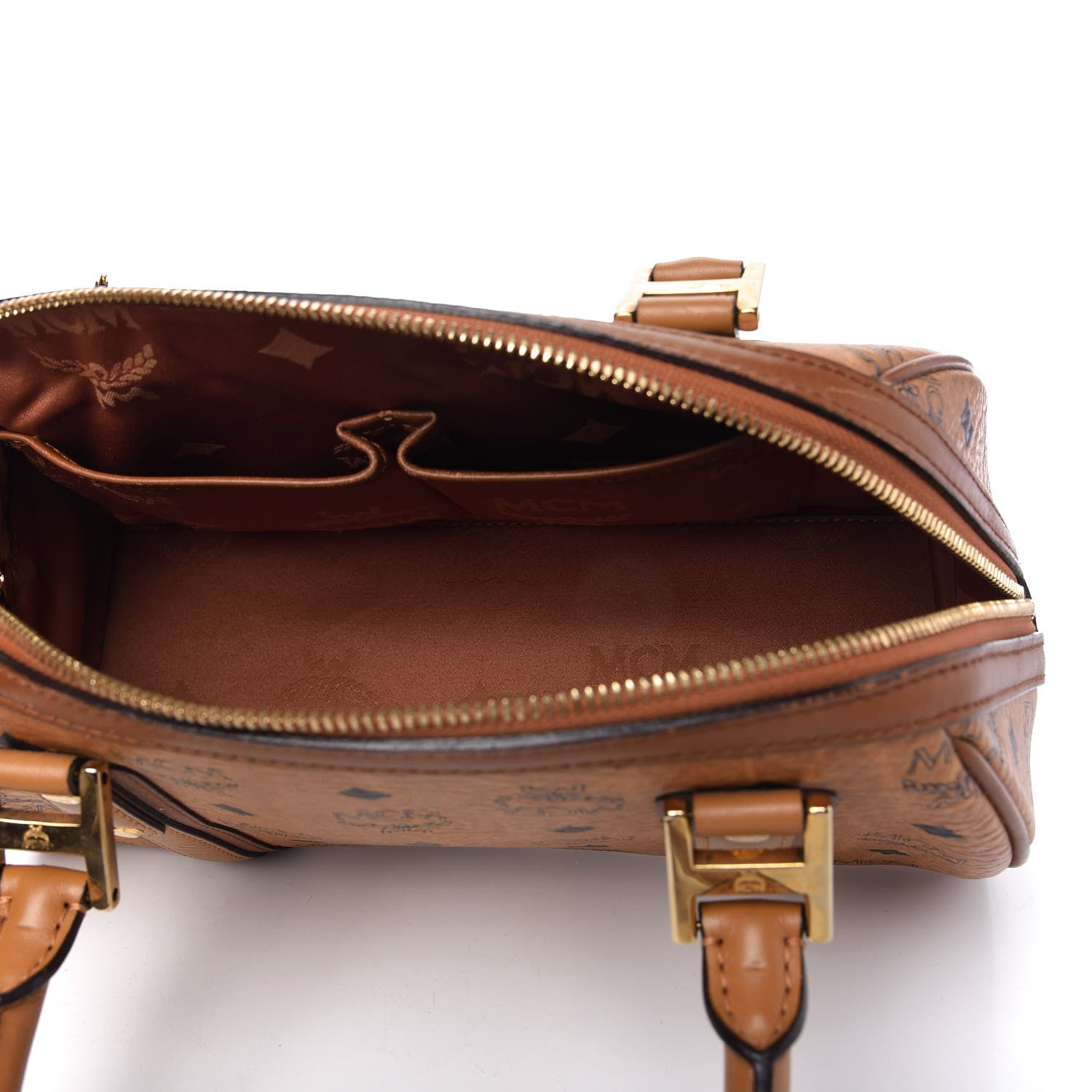 MCM Visetos Boston Bag Cognac 5 of 10