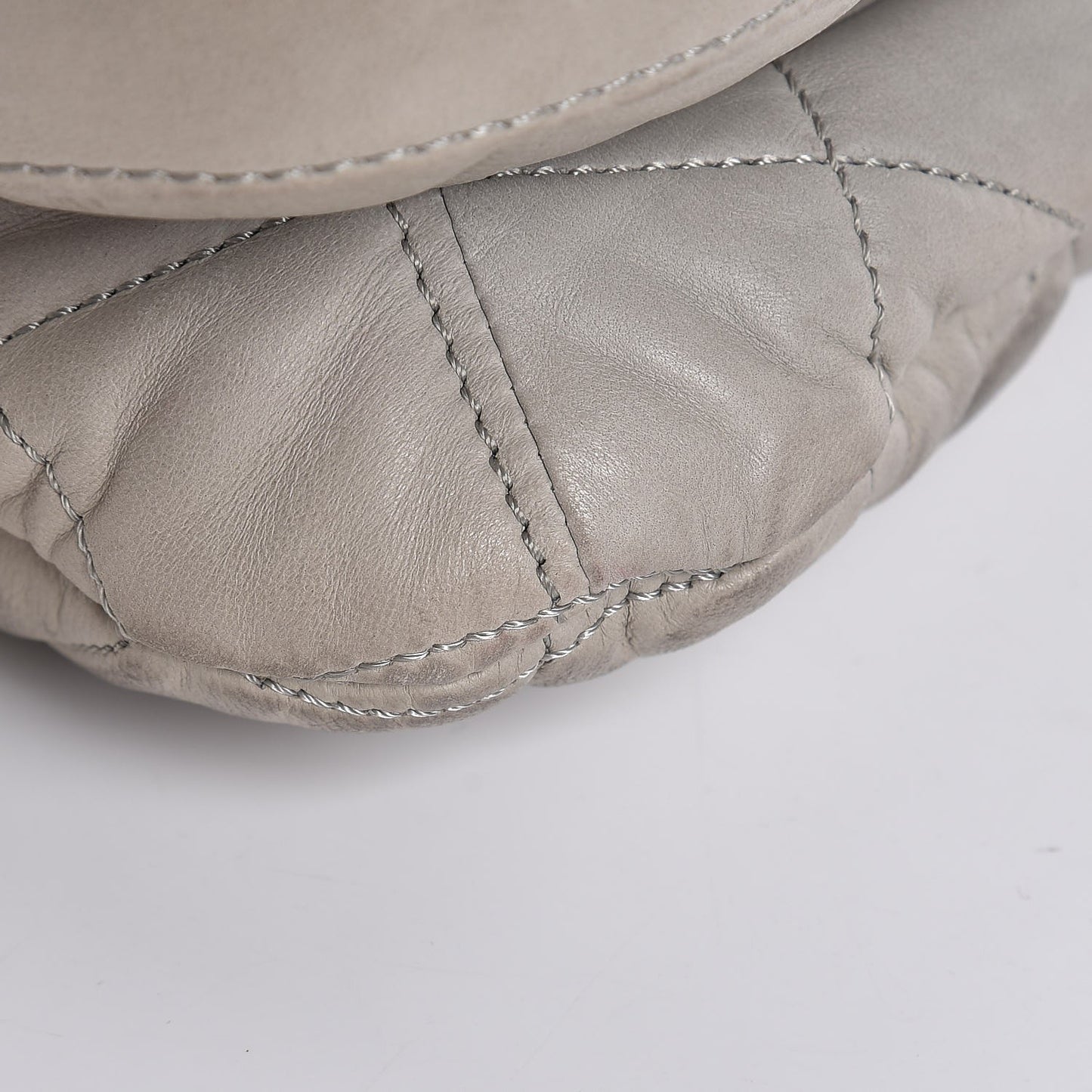 Lambskin Quilted Maxi 3 Flap Bag Grey