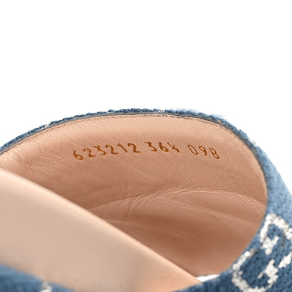 Gucci New Denim GG Monogram Angelina Platform 55mm Slide Sandals 36.5 Blue Tea 9 of 9