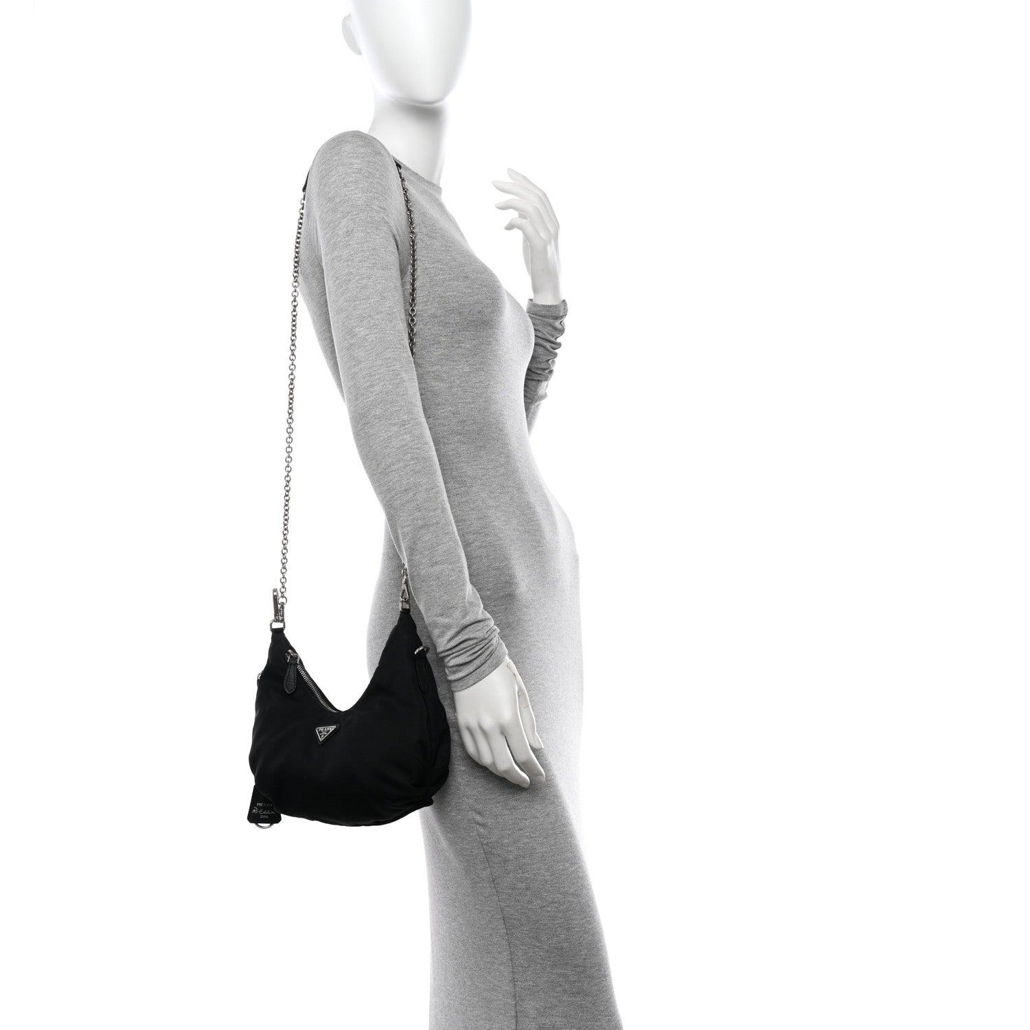 Prada Tessuto Nylon Saffiano Re-Edition 2006 Shoulder Bag Black 2 of 12