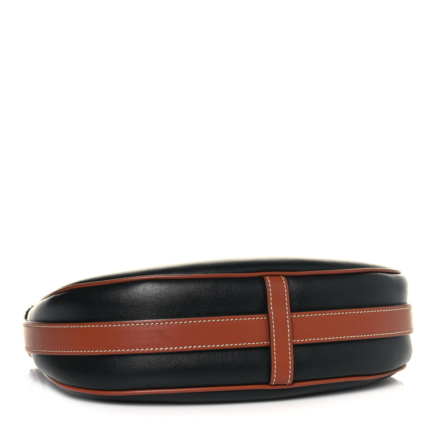 Smooth Calfskin Medium Strap Ava Shoulder Bag Black Tan