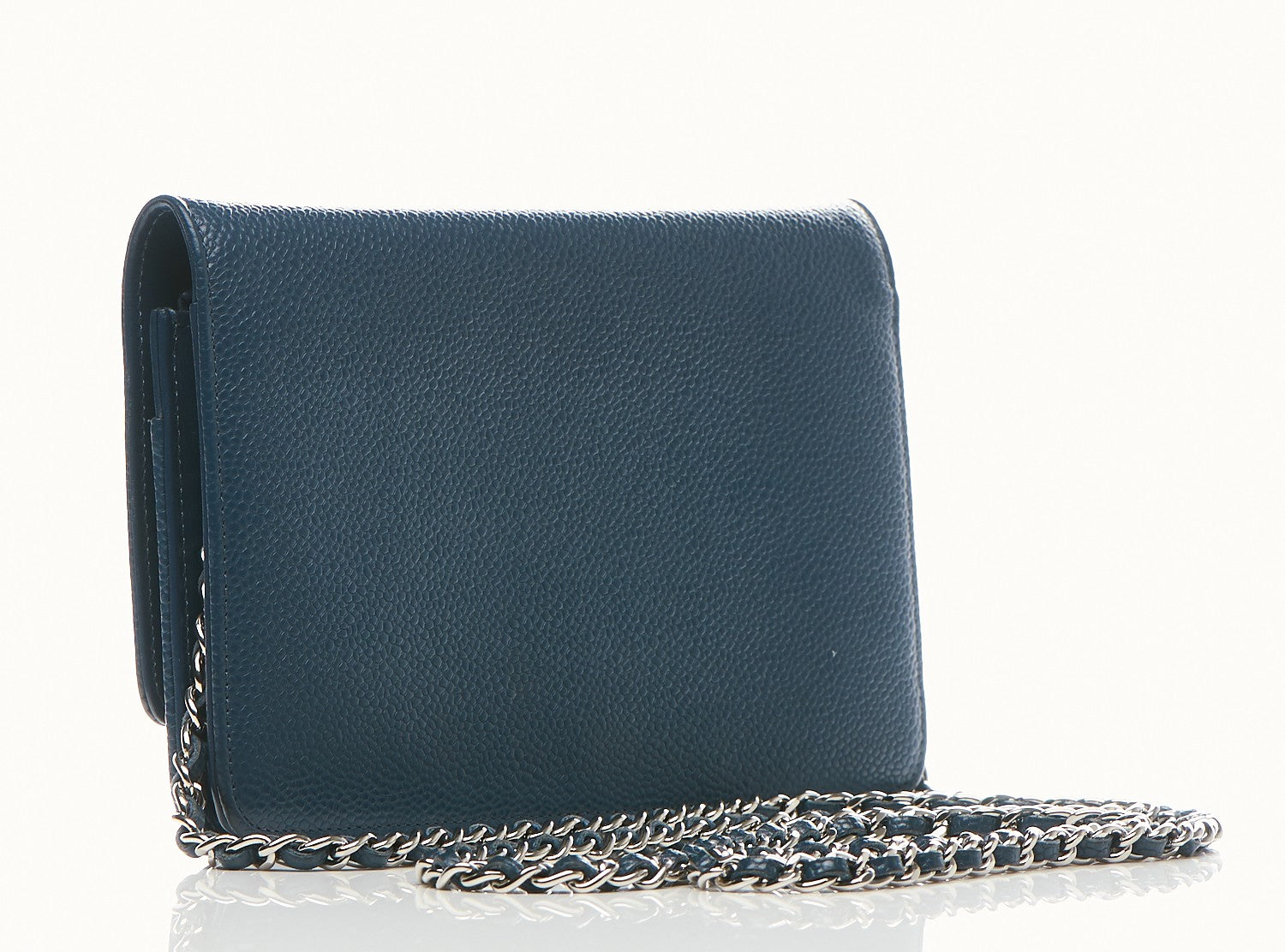 Chanel Caviar Timeless CC Wallet On Chain WOC Blue 2 of 11