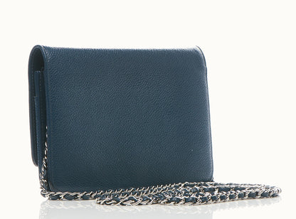 Chanel Caviar Timeless CC Wallet On Chain WOC Blue 2 of 11