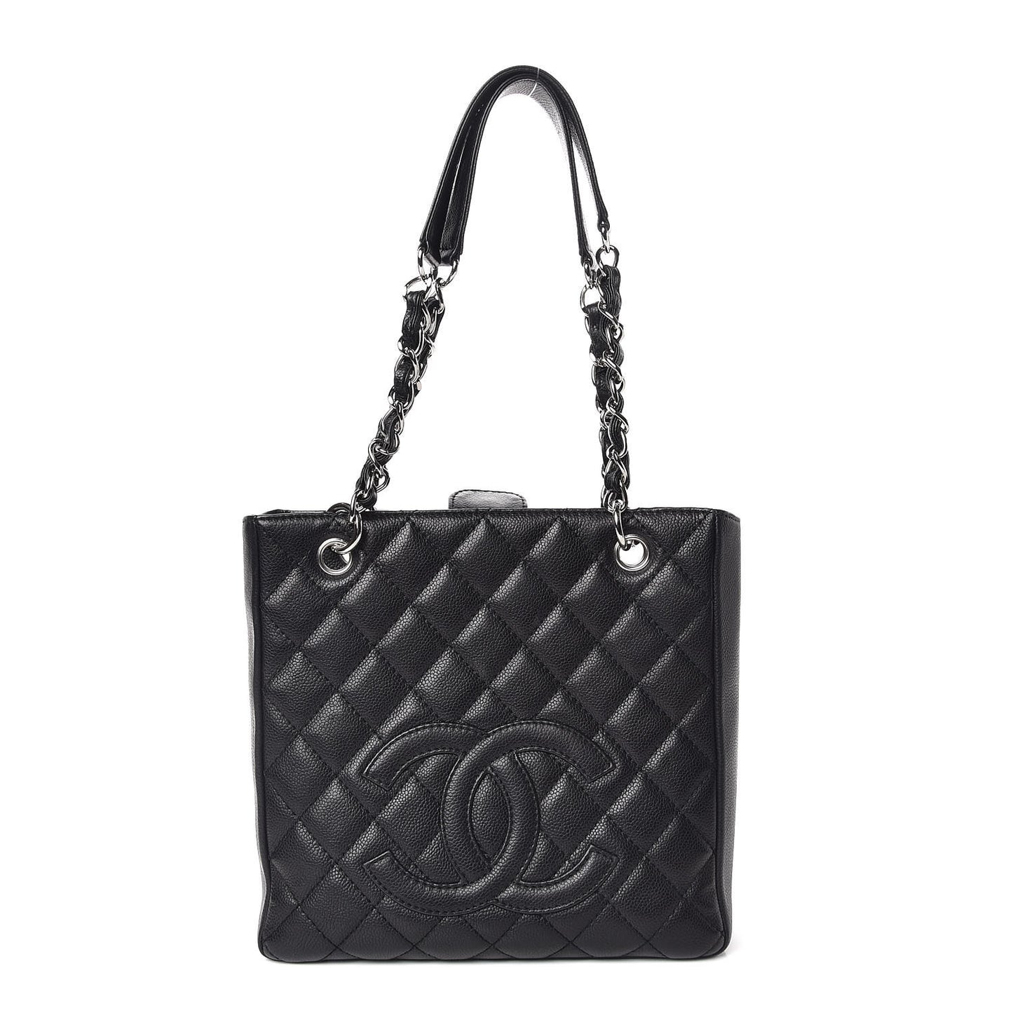 Caviar Quilted Petit Shopping Tote PST Black