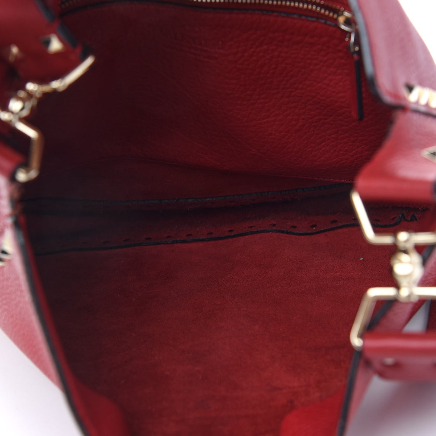 Pebbled Calfskin Large Rockstud Flip-Lock Messenger Bag Scarlet