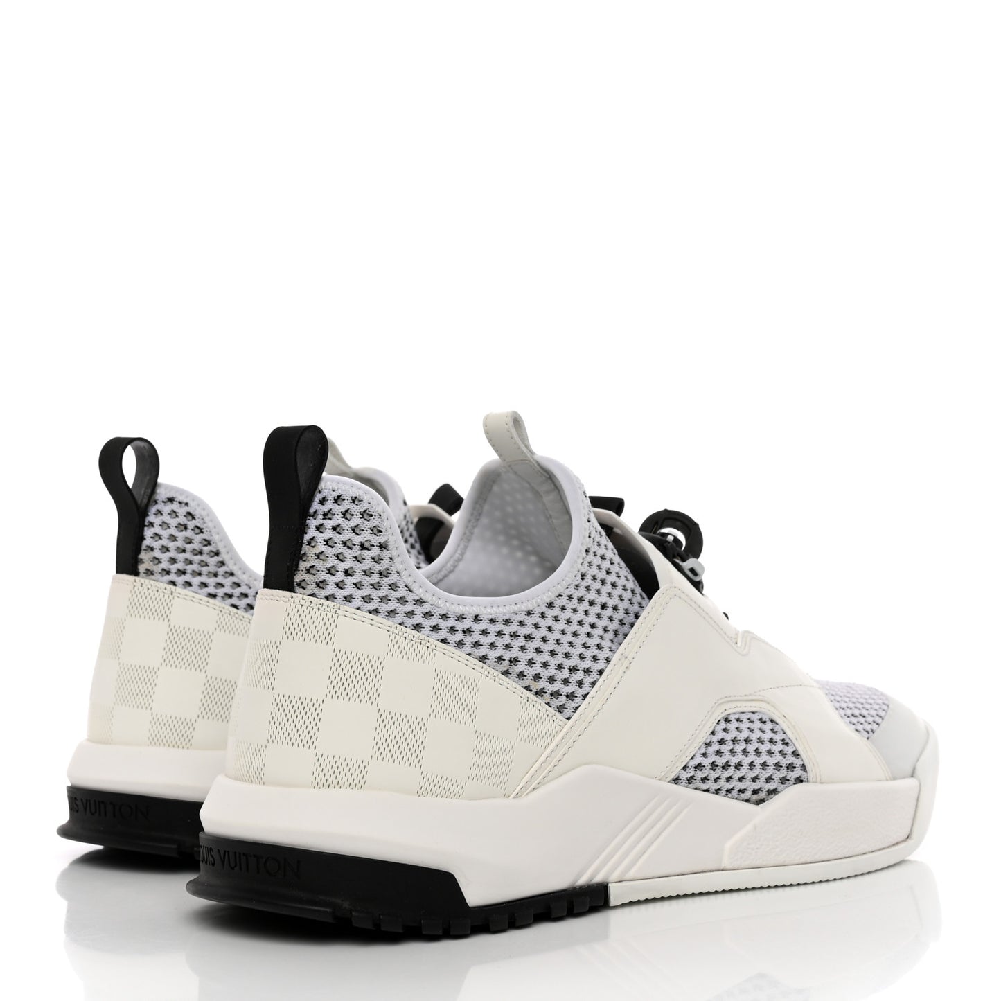 Mesh Calfskin Damier Embossed Fuel Power Sneakers 11 White
