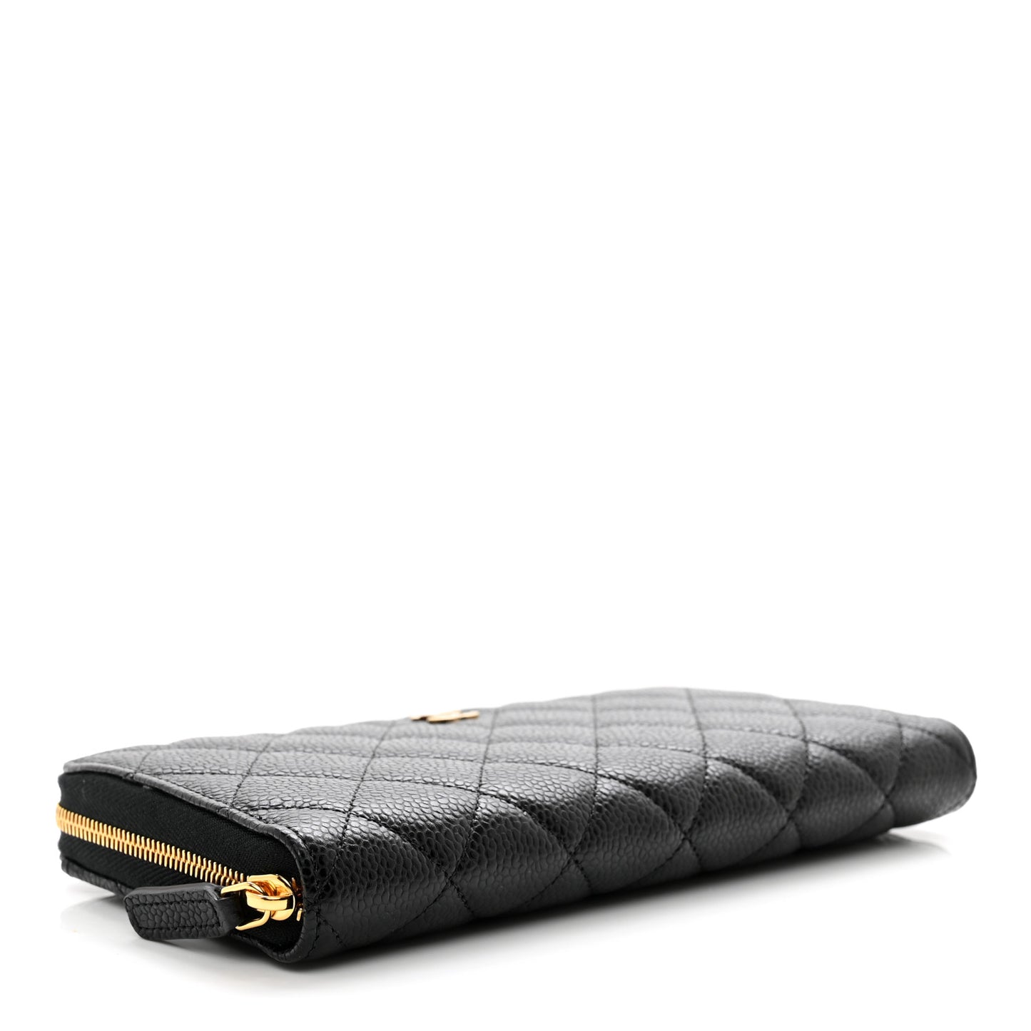 Caviar Quilted Large Gusset Zip Around Wallet Black